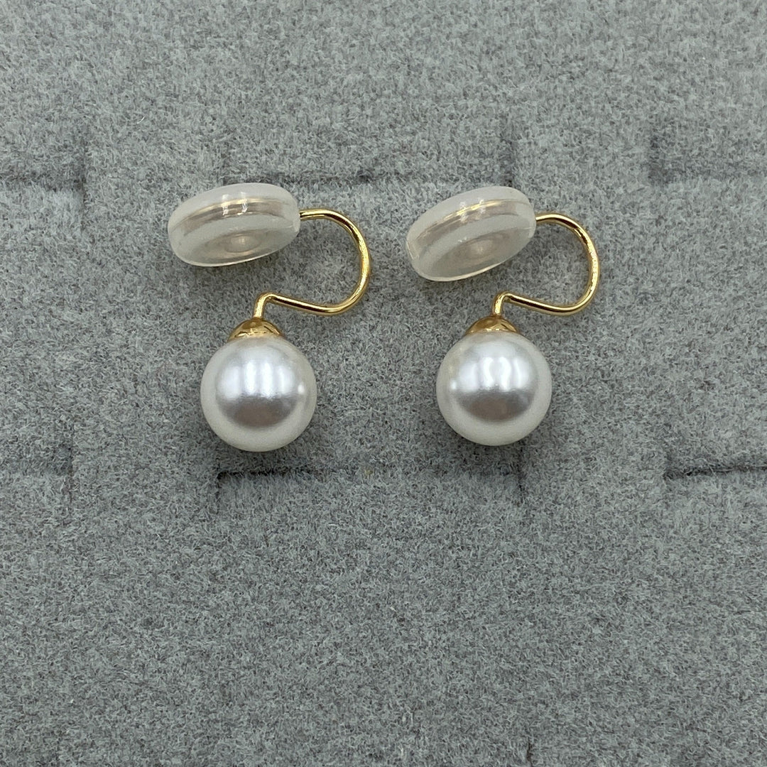 Vintage Round Pearl Clip Earrings