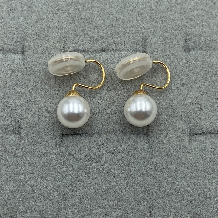 Vintage Round Pearl Clip Earrings
