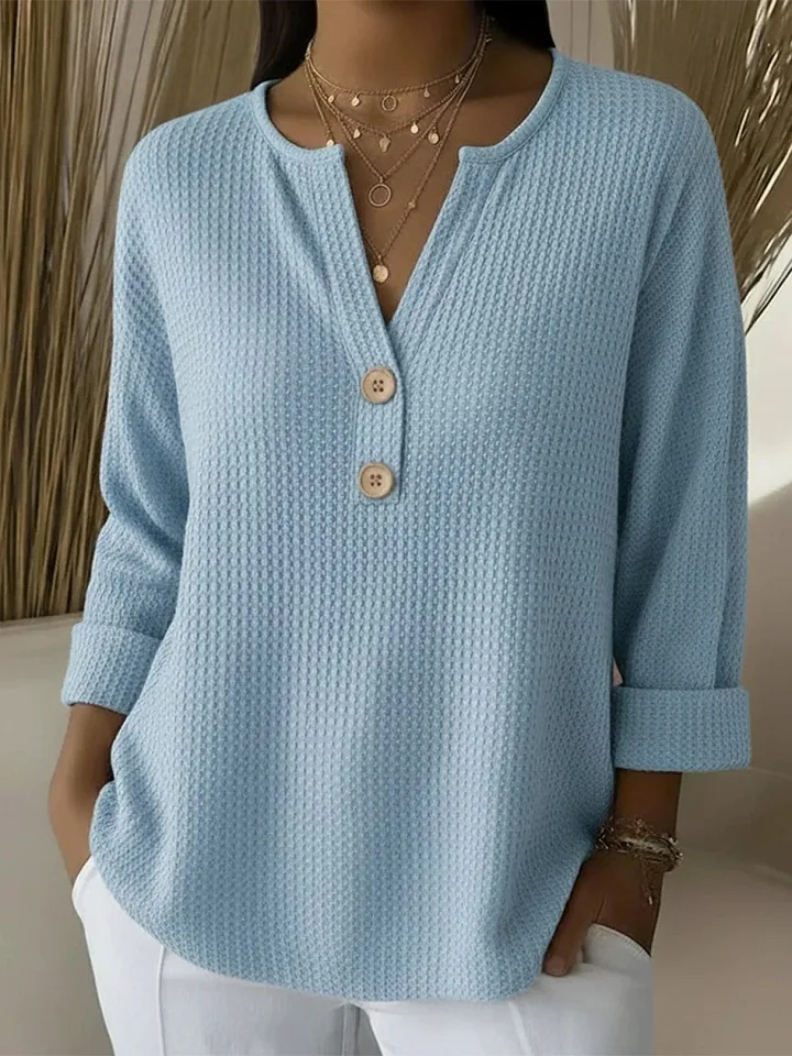 Joséphine | T-shirt Henley Gaufré à Boutons