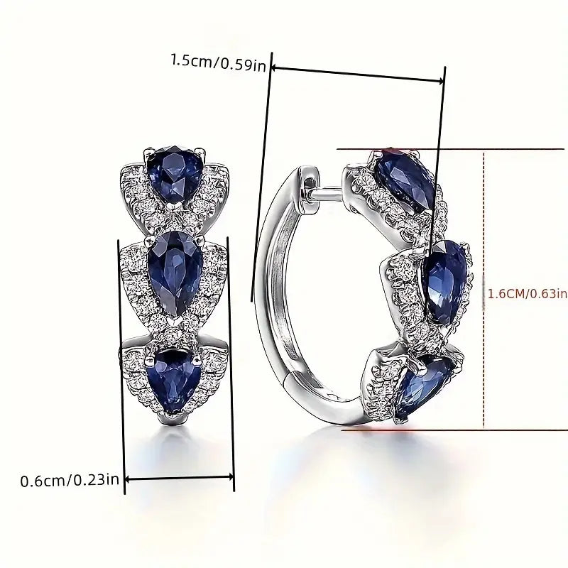 Royal Sapphire Crest Earrings | White Gold