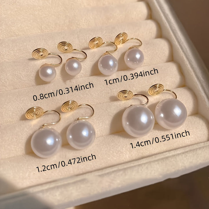 Vintage Round Pearl Clip Earrings