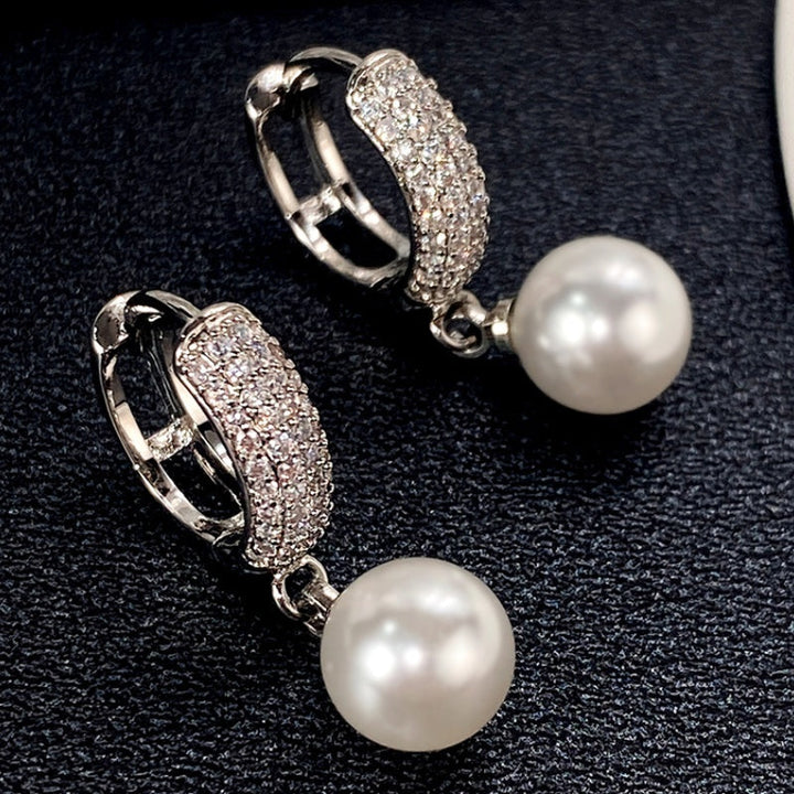 Refined Pearl Drop Hoop Earrings