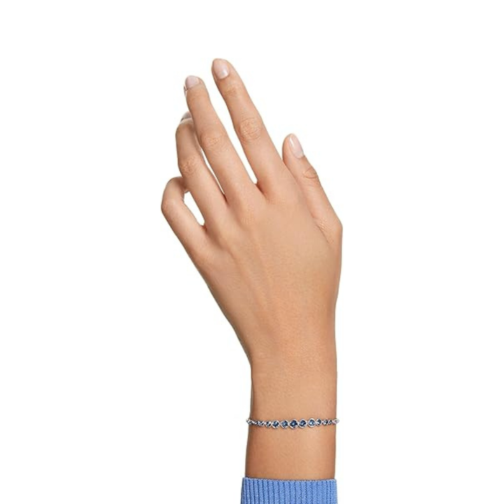 Round Cut Sapphire Tennis Bracelet | White Gold