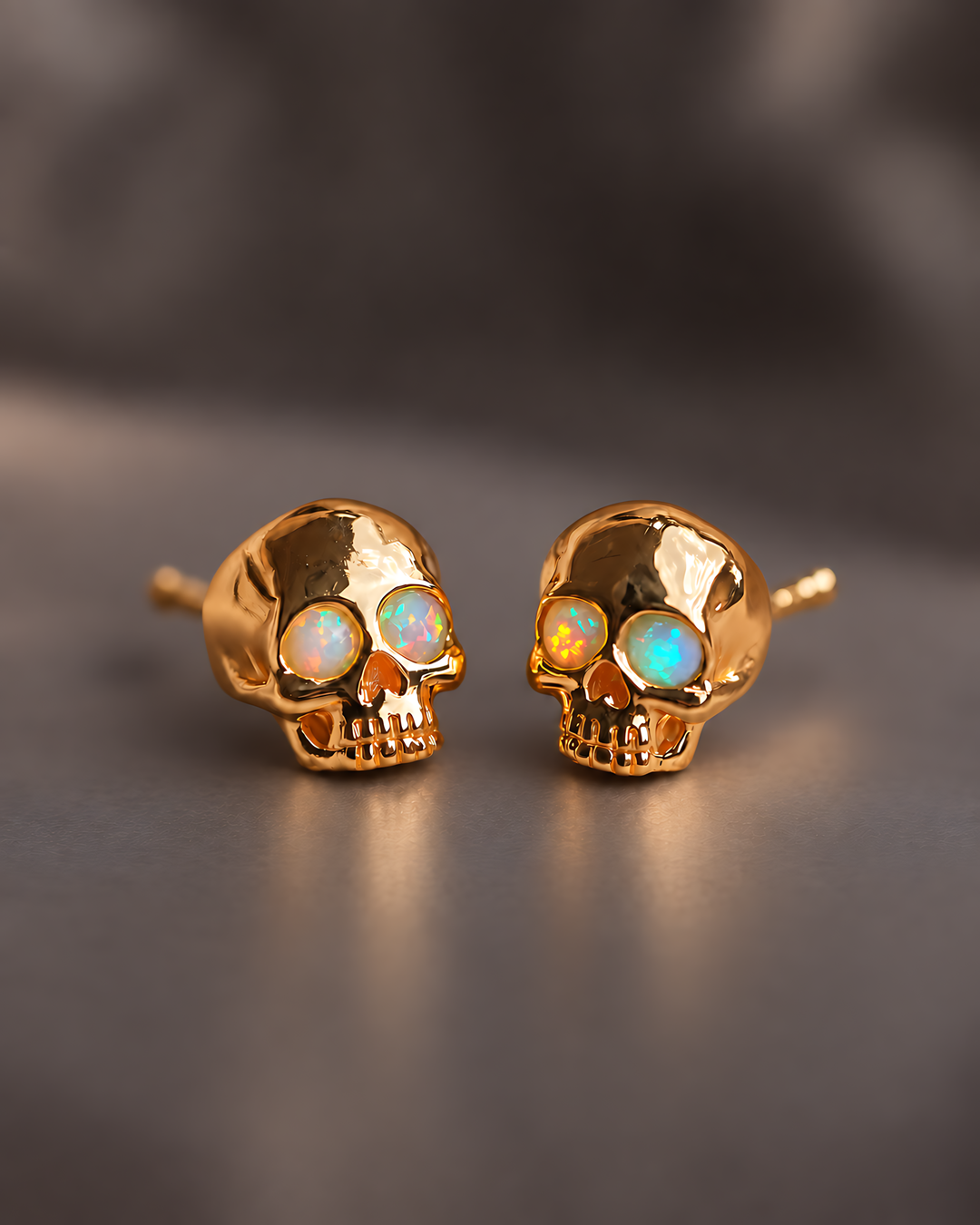 Skull Opal Stud Earrings