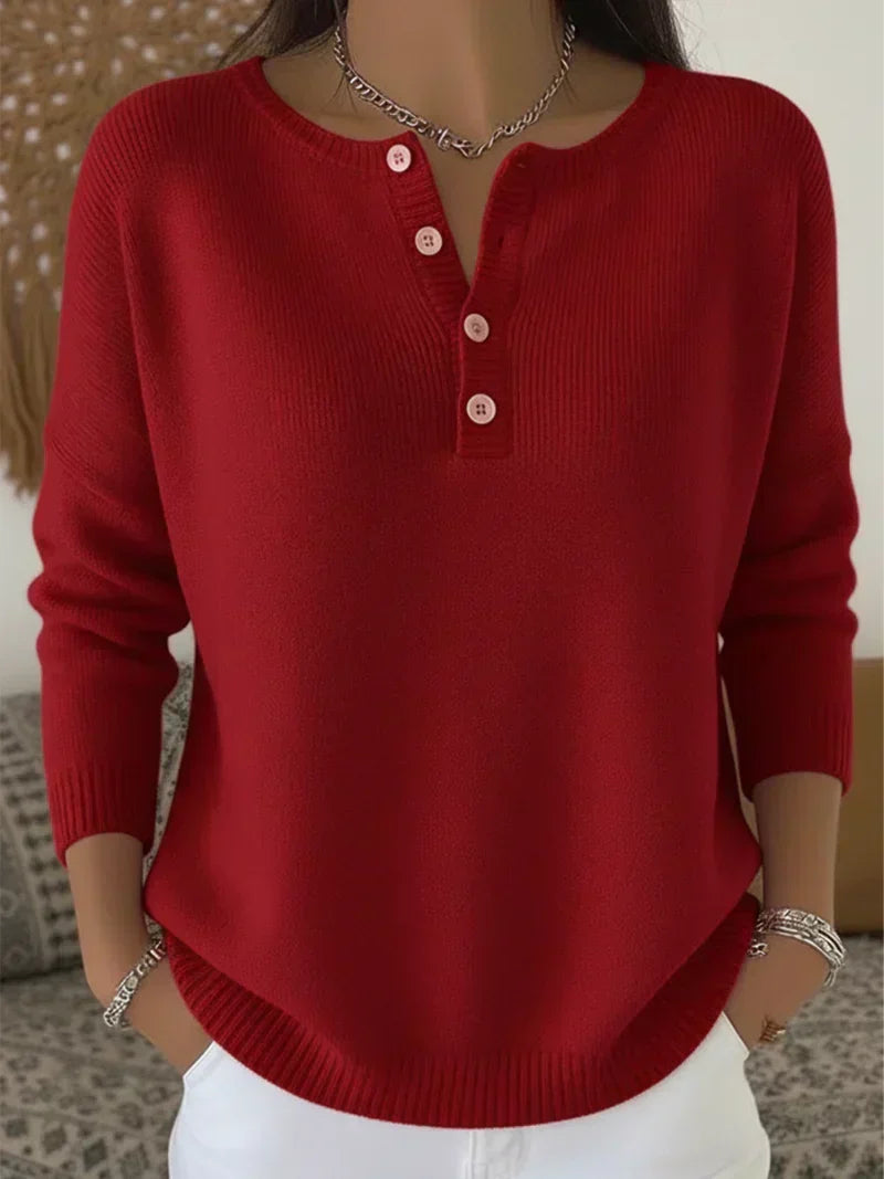 Louise | Pull en Maille Boutons Henley