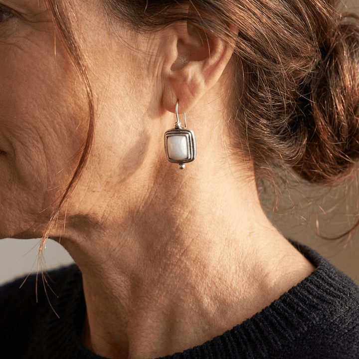 Elegant Bohemian Square Pearl Drop Earrings