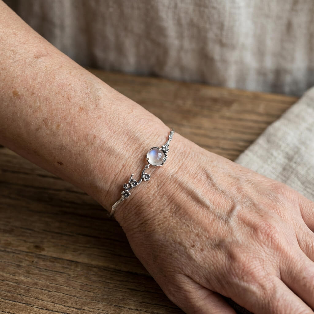Vintage Silver Plated Floral Branch Bracelet