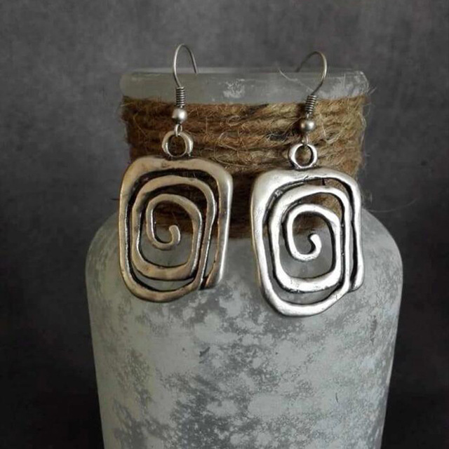Vintage Spiral Silver Earrings