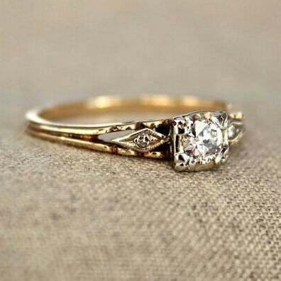Vintage Zirconia Fine Gold Plated Ring