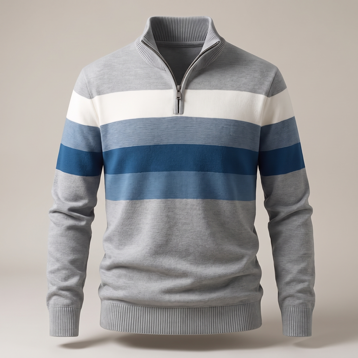 Lorven striped quarter-zip jumper in grey
