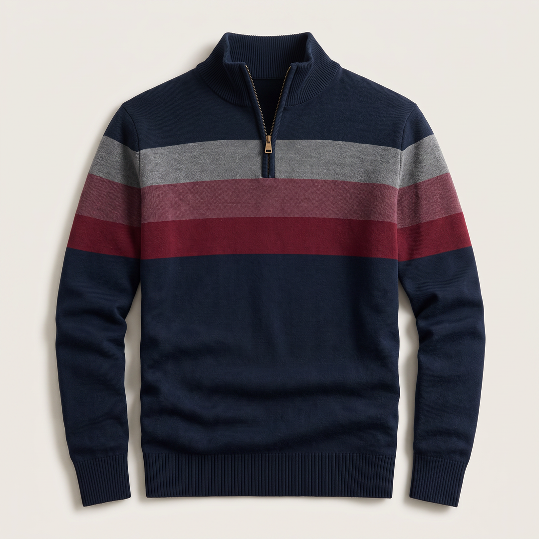 Lorven striped quarter-zip jumper in navy