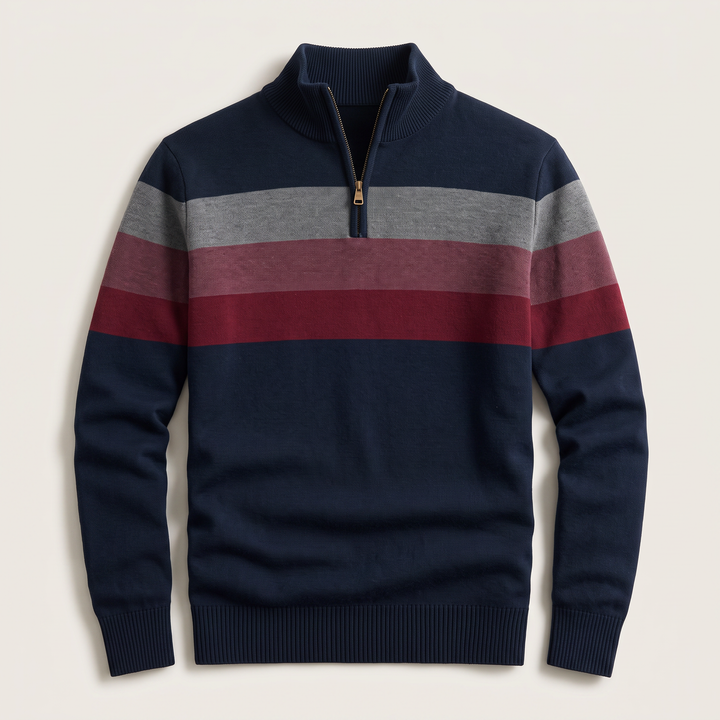 Lorven striped quarter-zip jumper in navy
