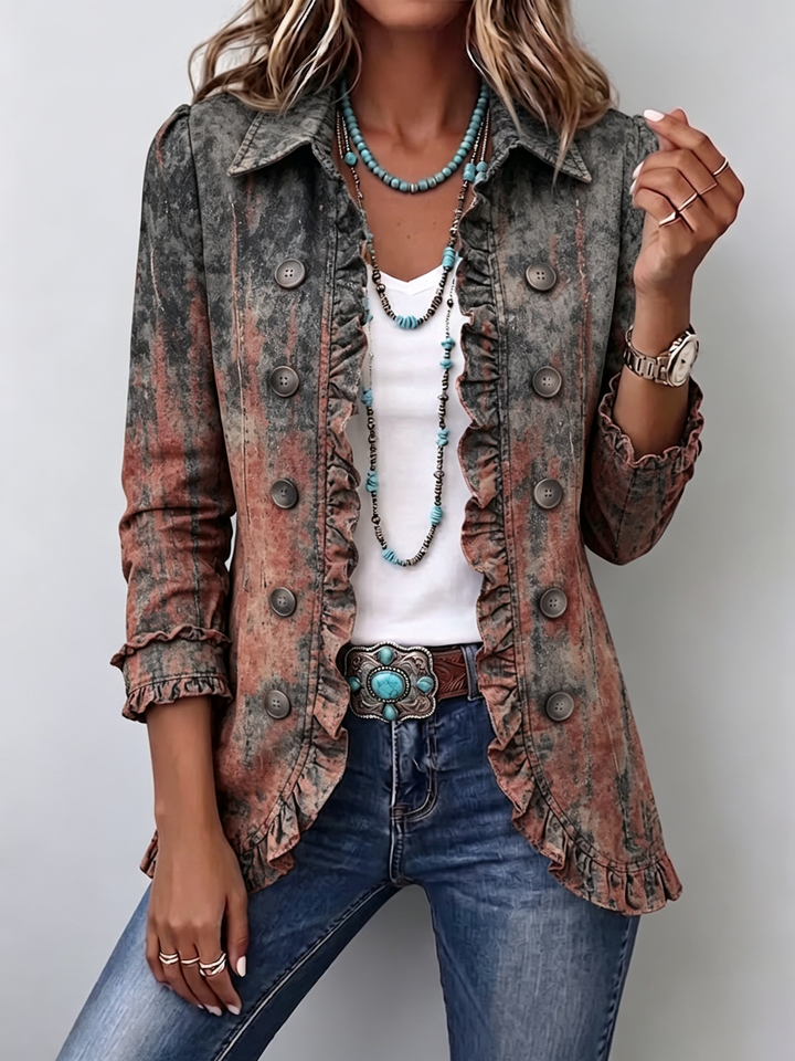 Flavie | Textured Ombré Vintage Ruffled Jacket