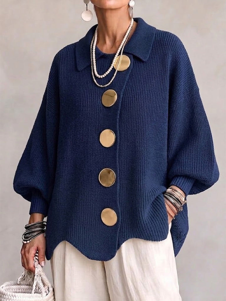Isadora™ | Oversized Collared Cardigan with Statement Buttons