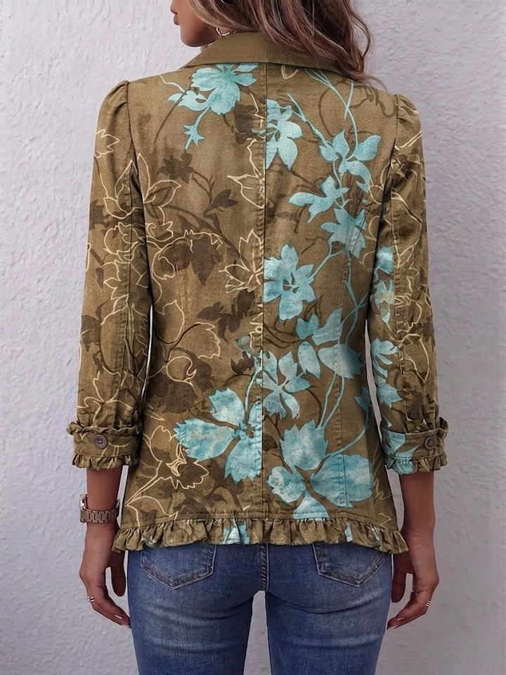 Blanche | Ombré Vintage Floral Boho Ruffled Jacket