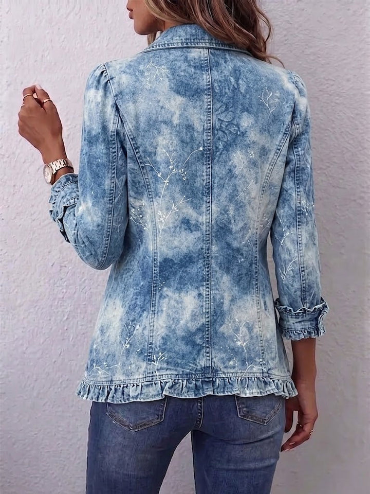 Guenièvre | Blue Ombré Vintage Botanical Boho Ruffled Jacket