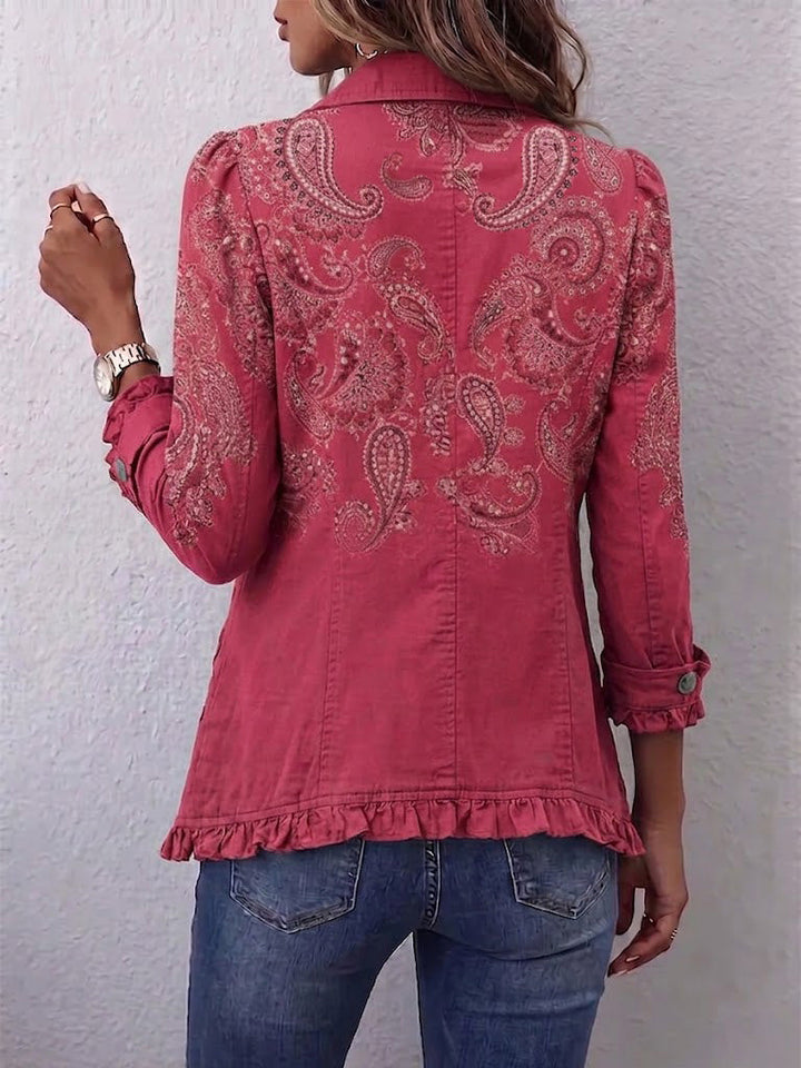 Iseult | Antique Pink Vintage Paisley Ruffled Jacket