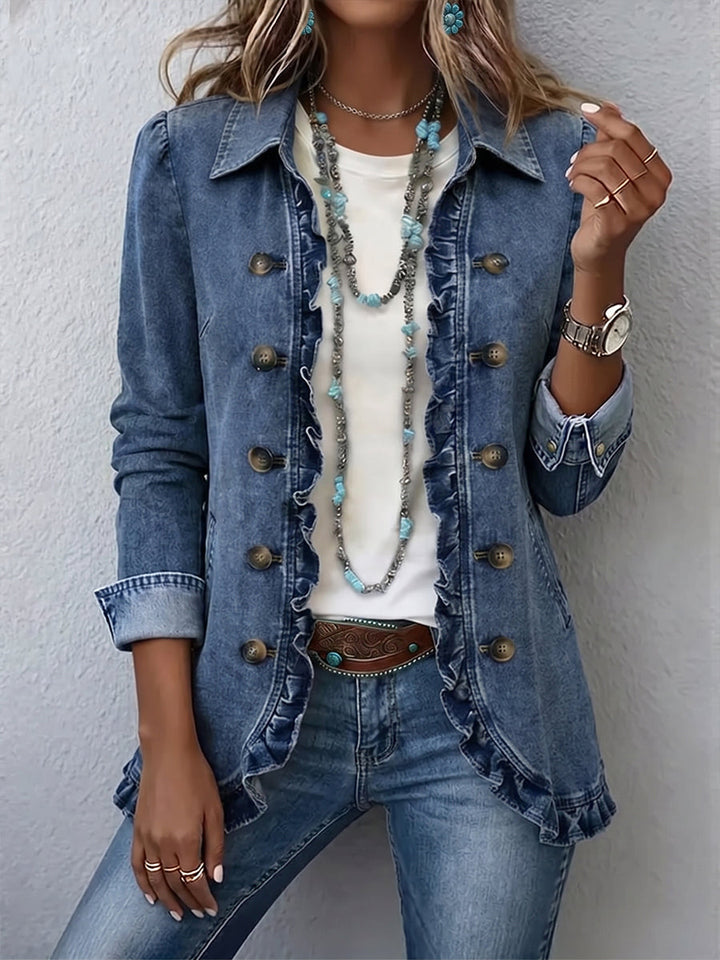 Frédérique | Mid-Blue Ruffled Jacket