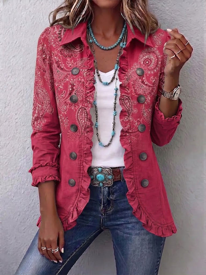 Iseult | Antique Pink Vintage Paisley Ruffled Jacket
