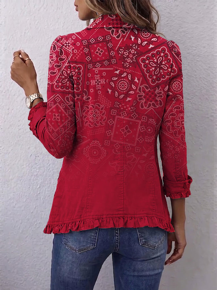 Gaëlle | Red Ombré Paisley Boho Ruffled Jacket