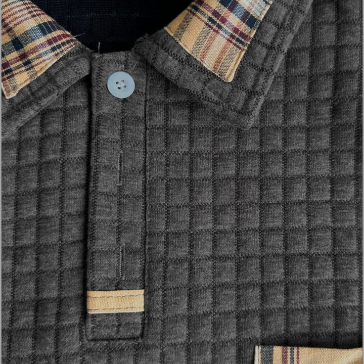 Alistair autumn waffle polo jumper, product photo on a plain background