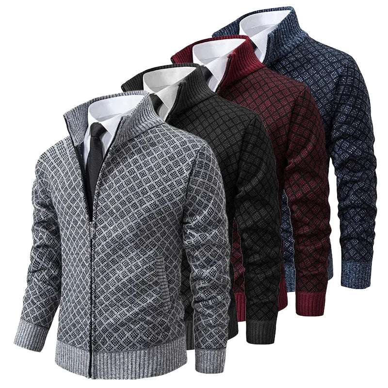 Oliver men's diamond knit zip cardigan, product photo