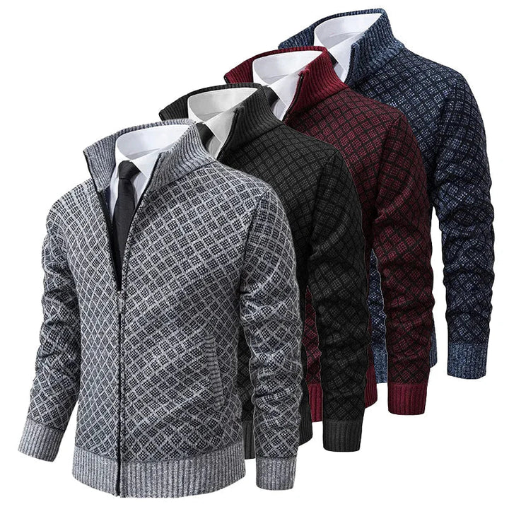 Oliver men's diamond knit zip cardigan, product photo