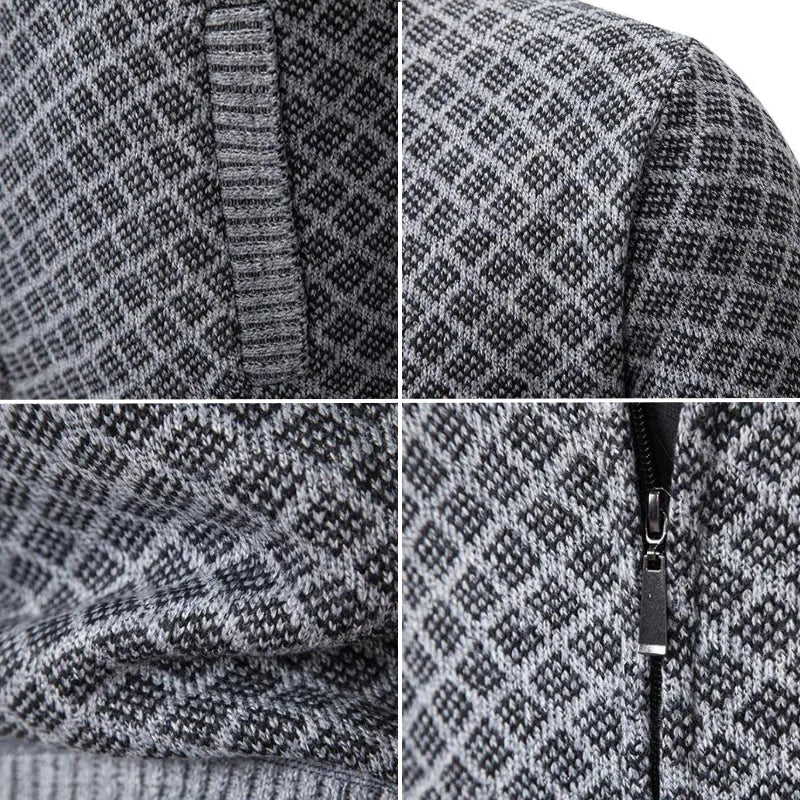 Oliver men's diamond knit zip cardigan, product photo
