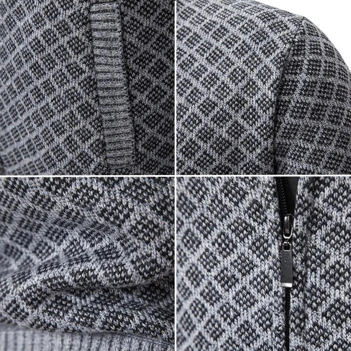 Oliver men's diamond knit zip cardigan, product photo