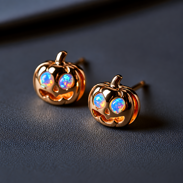 Jack-o’-Lantern Opal Stud Earrings